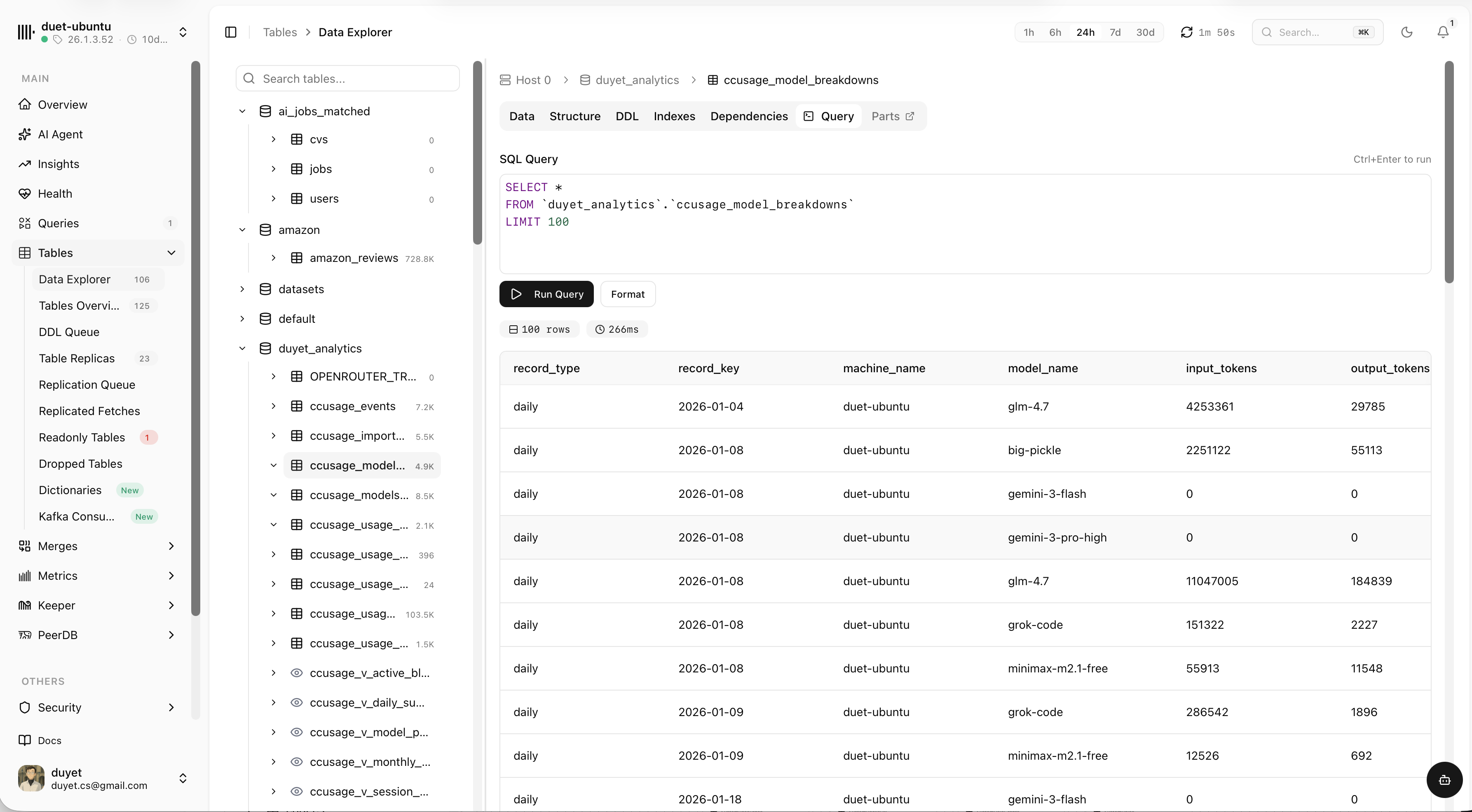 chmonitor data explorer SQL query editor